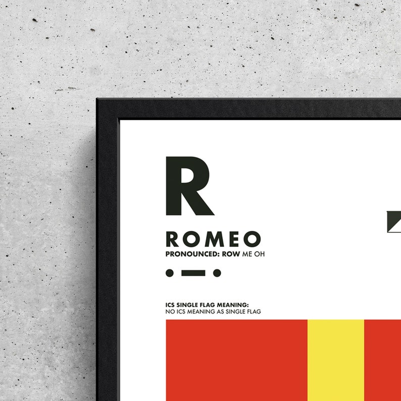 signal flag r romeo r phonetic alphabet morse code etsy