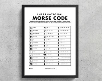 Morse Code Alphabet White Wall Art Printable | Morse Code Chart | Wes Anderson | Understand Morse Code | Titanic | Ham Radio | Morse Code