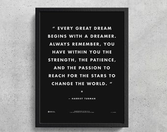 Harriet Tubman Quote Print, Inspirational History Wall Art