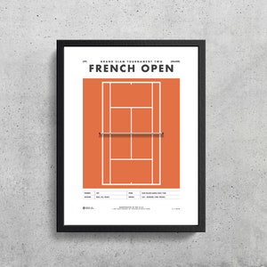 French Open Grand Slam Wall Art Printable |  Tennis | France | Grand Slam | Tennis Lover | Tennis Decor | Tennis Wall Art | Tennis Poster