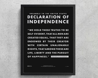 Preamble To The Declaration Of Independence Wall Art Printable | US History | Founding Fathers | Revolutionary War | Thomas Jefferson | 1776