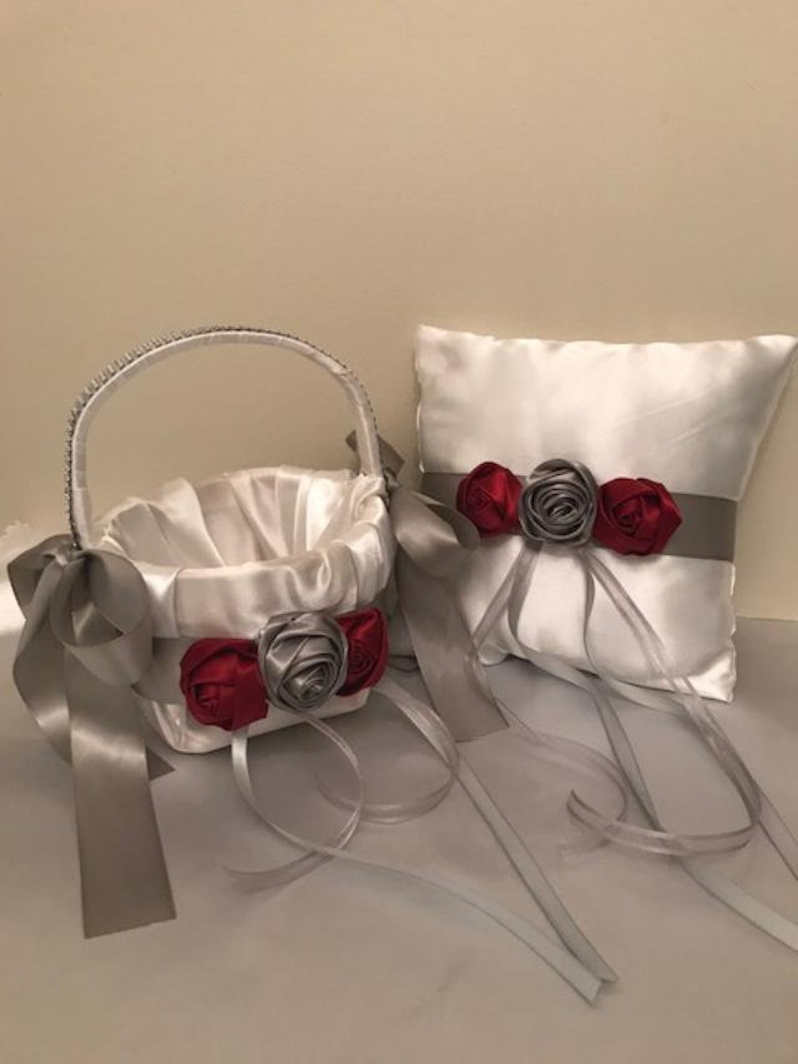 Burgundy & Silver Flowergirl Ringbearer image 1