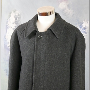 Sobretudo Hugo Boss, casaco de tweed de lã cinza carvão, casaco de inverno europeu vintage masculino espinha de peixe, roupa masculina retrô: XXL (50 EUA/Reino Unido)