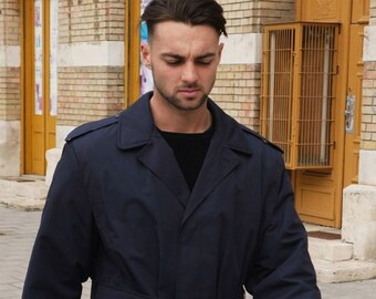 Trench Coat Vintage H. Kros Paris Années 60 - Bleu - Taille 42/44 - Occasion En Très Bon état