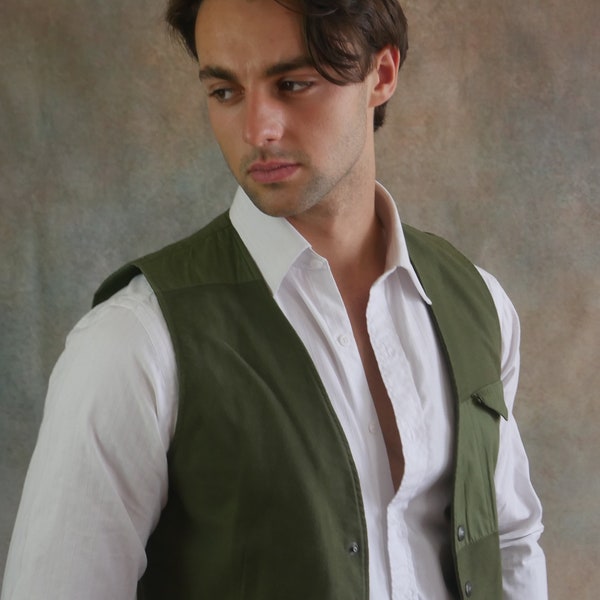Mens Green Waistcoat Medium Etsy