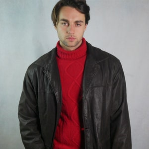 Veste en cuir marron vintage des années 90, taille XXL, 50 à 52 USA