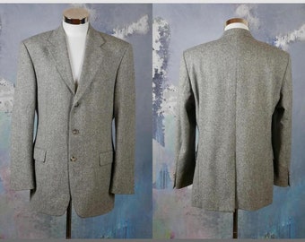 1990s German Vintage Three-Button Single-Breasted Wool Jacket European Retro Menswear Size 46 USUK Light Blue Blazer