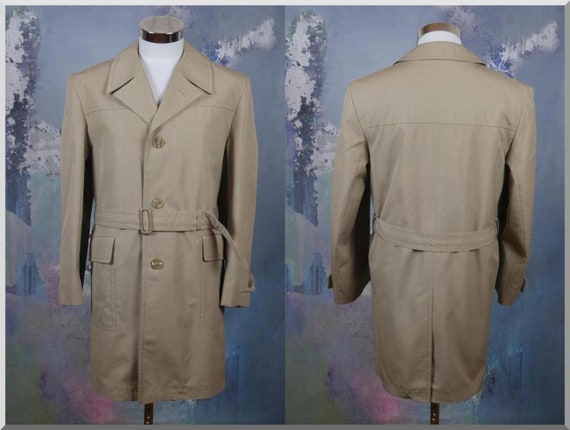1970s Trench Coat European Vintage Beige Single breasted Belted