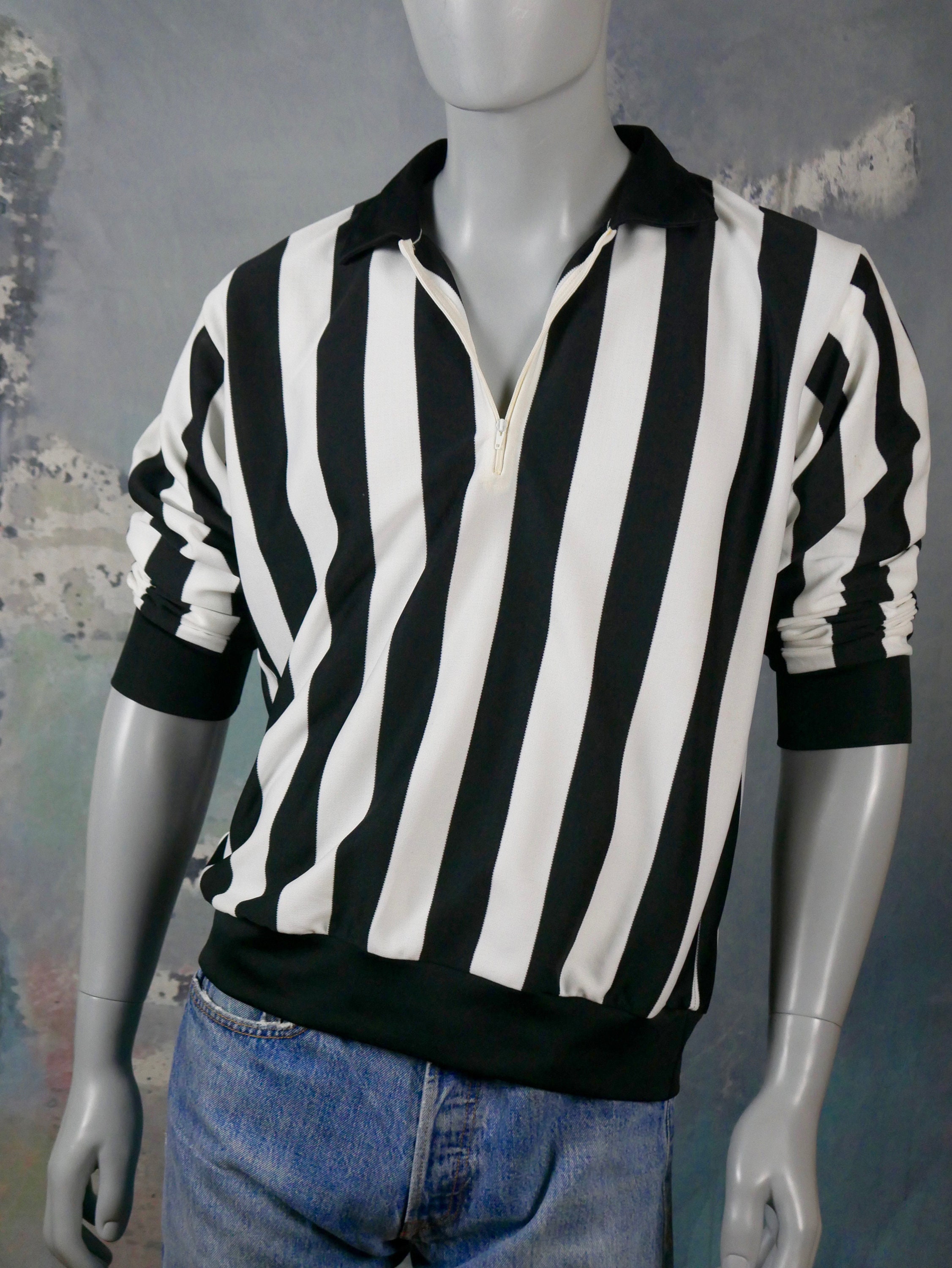 Referee Shirt 1990s Swedish Vintage Black & White Striped | Etsy