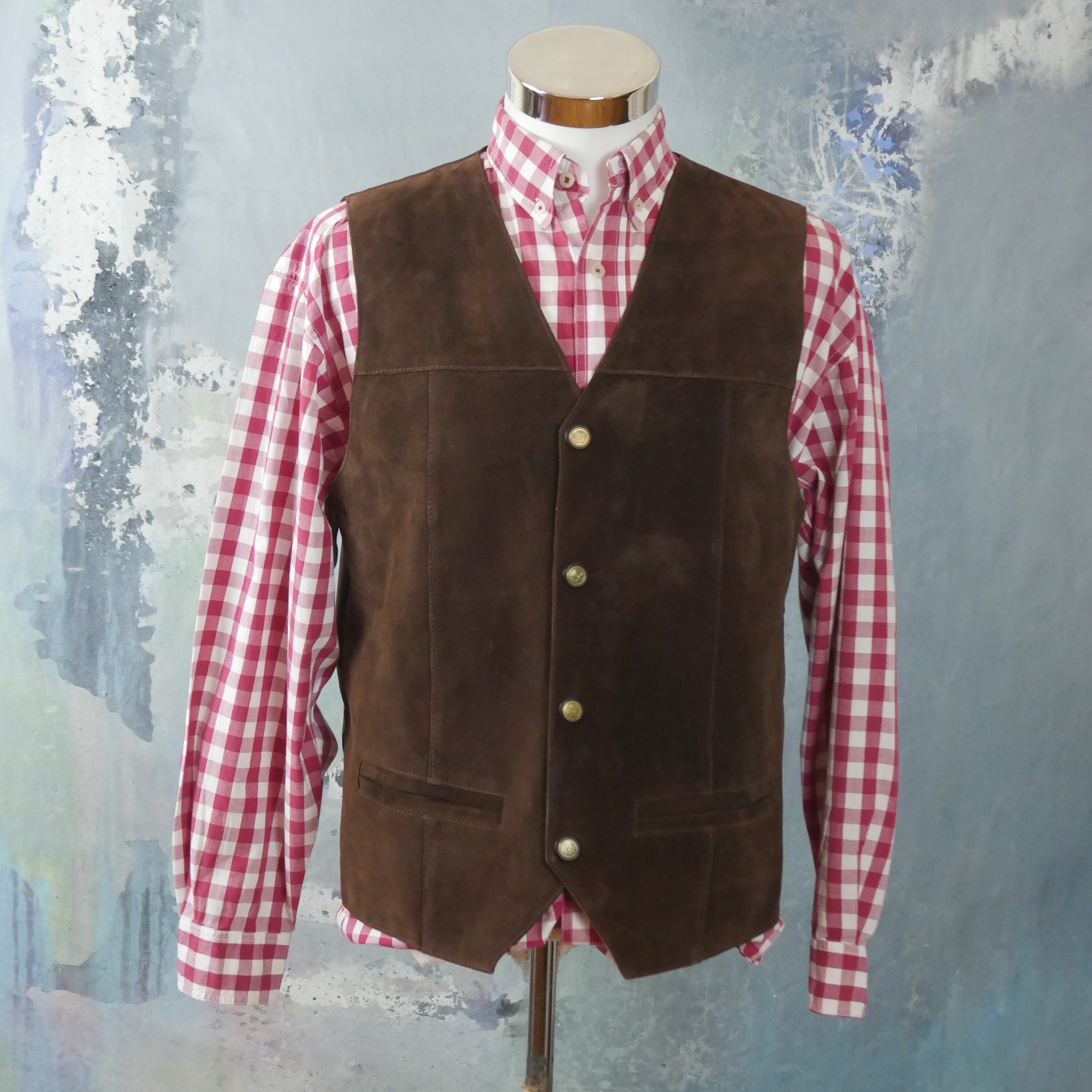 Retro Brown Suede Vest Extra Large Genuine Leather Waistcoat Etsy