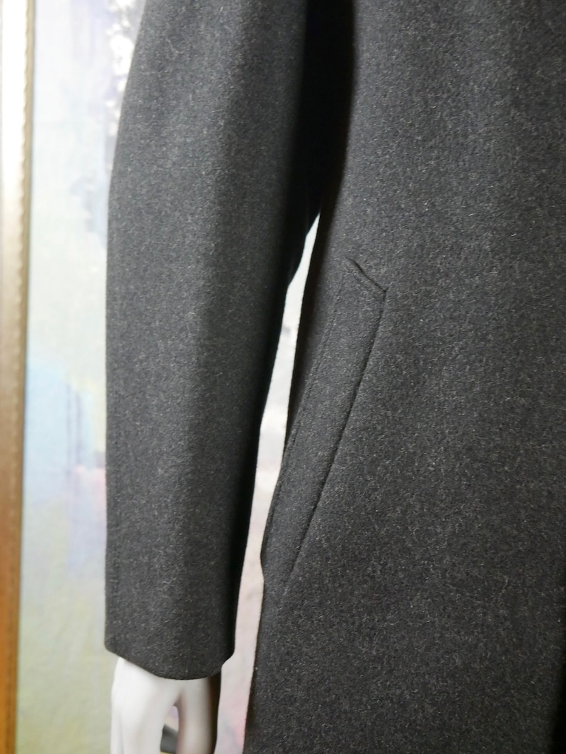 Europan Vintage Overcoat Charcoal Gray Wool Coat 46 USUK Retro Mad Men Style Winter Coat: Size XXL
