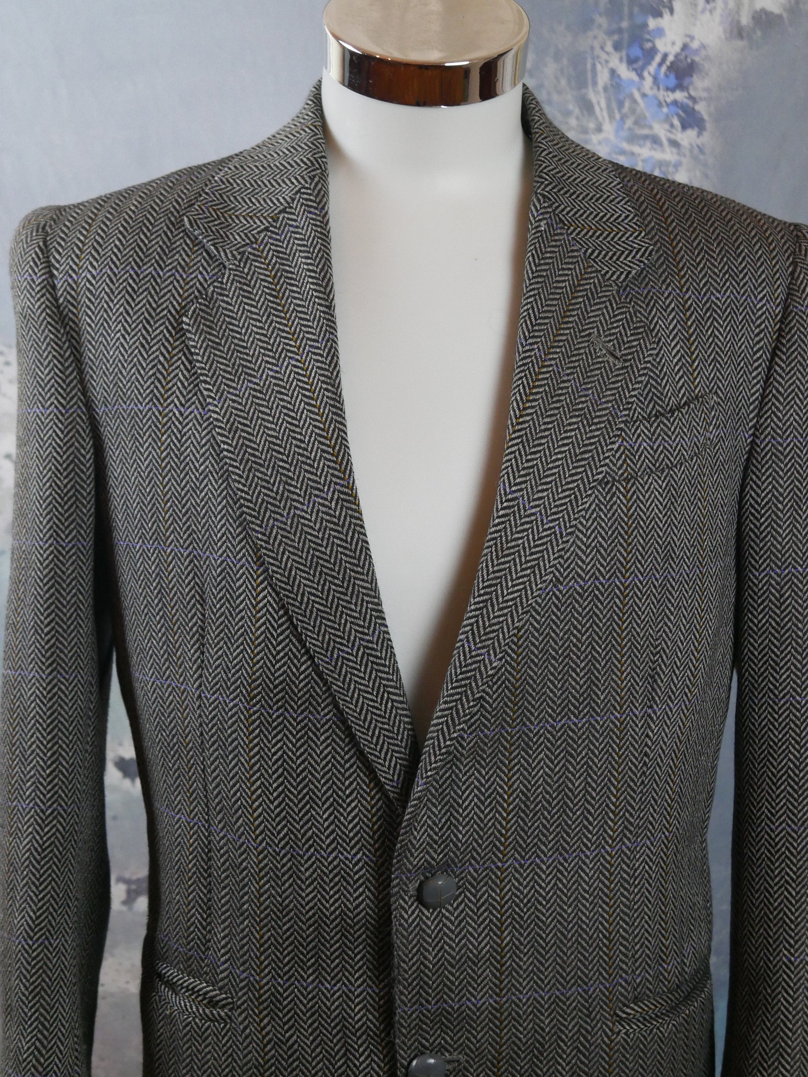 Gray Herringbone Tweed Wool Blazer European Vintage - Etsy