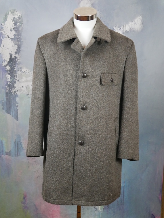 1980s Overcoat, Brown Mohair Wool Blend Men's Mad… - image 2