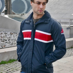 Blue and Red Sailing Jacket, 90s Vintage Menswear, Medium