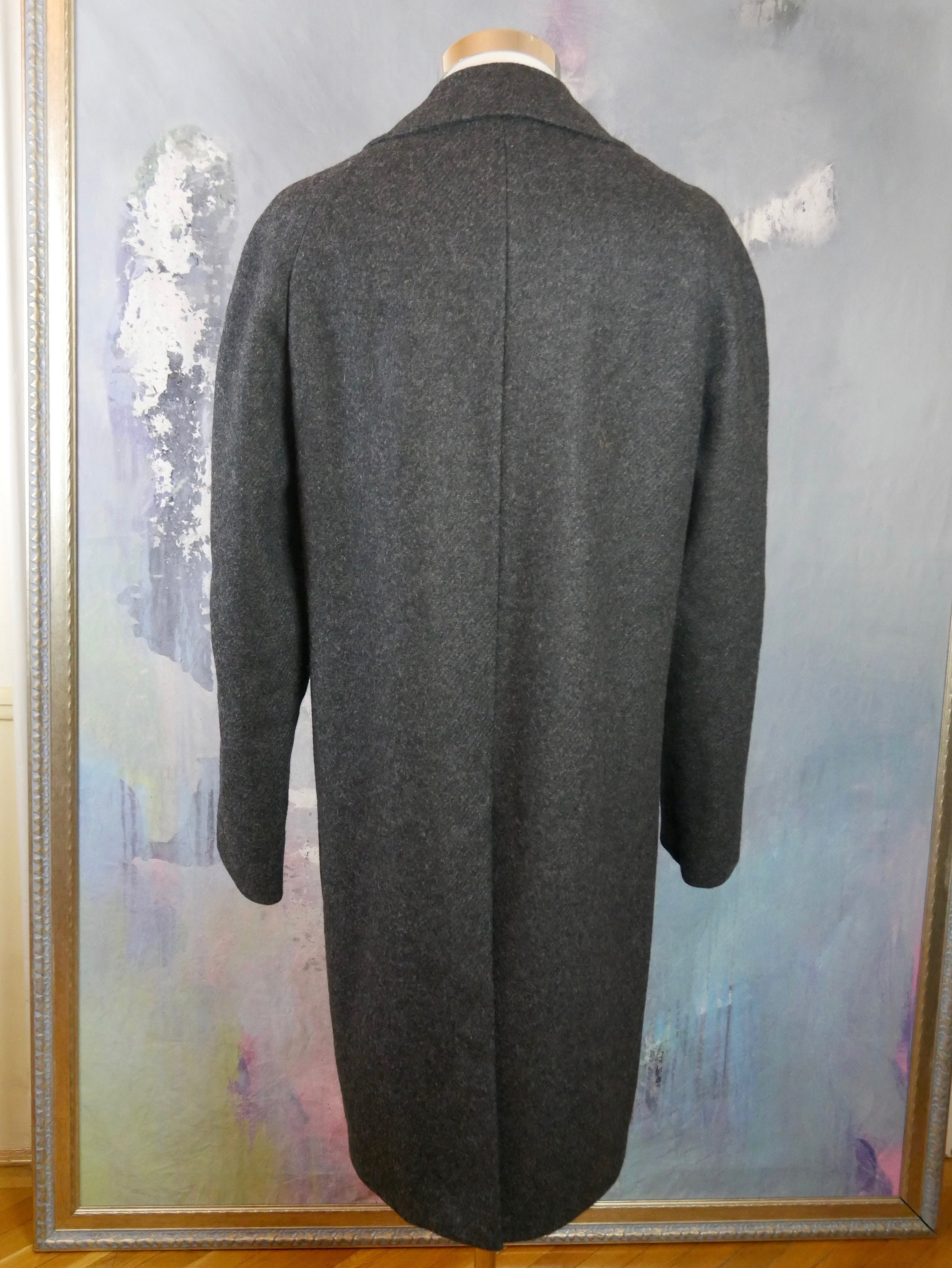 Charcoal Gray Wool Overcoat 1990s European Vintage Men's - Etsy