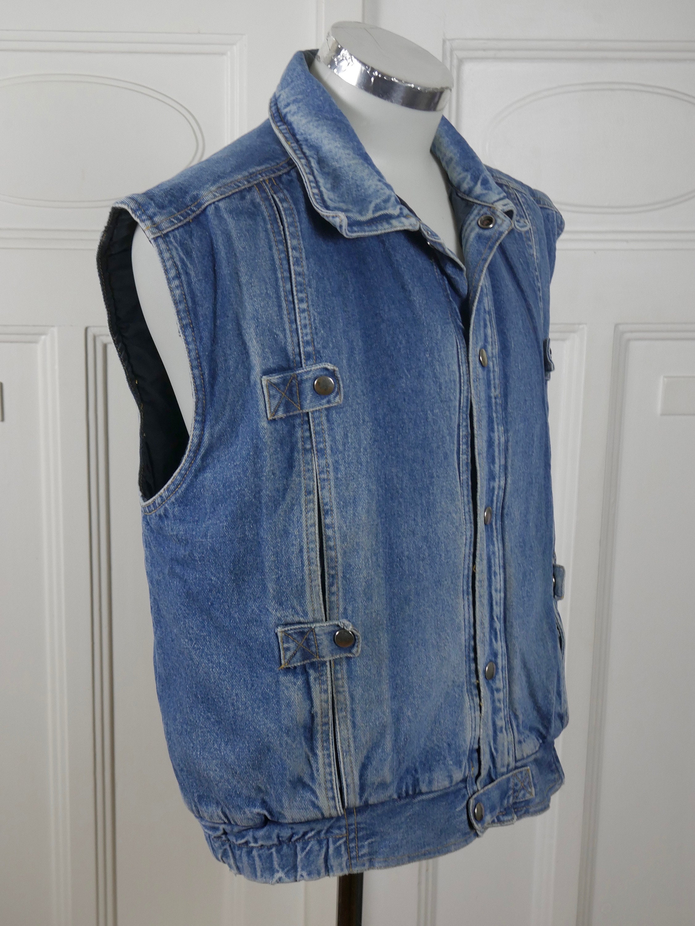 Sleeveless Denim Jacket, 1990s Vintage Blue Jeans Vest With