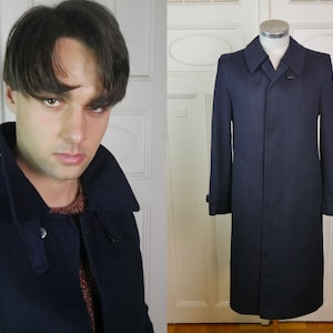 Vintage Blue Wool Overcoat, 90s Austrian Winter Coat