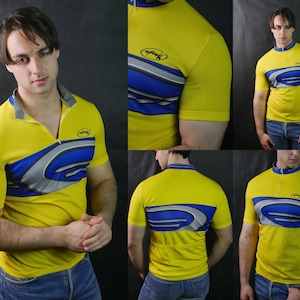 Geel wielershirt, Vintage Europees bike racing team shirt