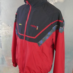 Red &Navy Blue Jacket, 1990 vintage européen Zippered Rukka Sport Brise-vent: Taille grande 40 à 42 US / UK image 8