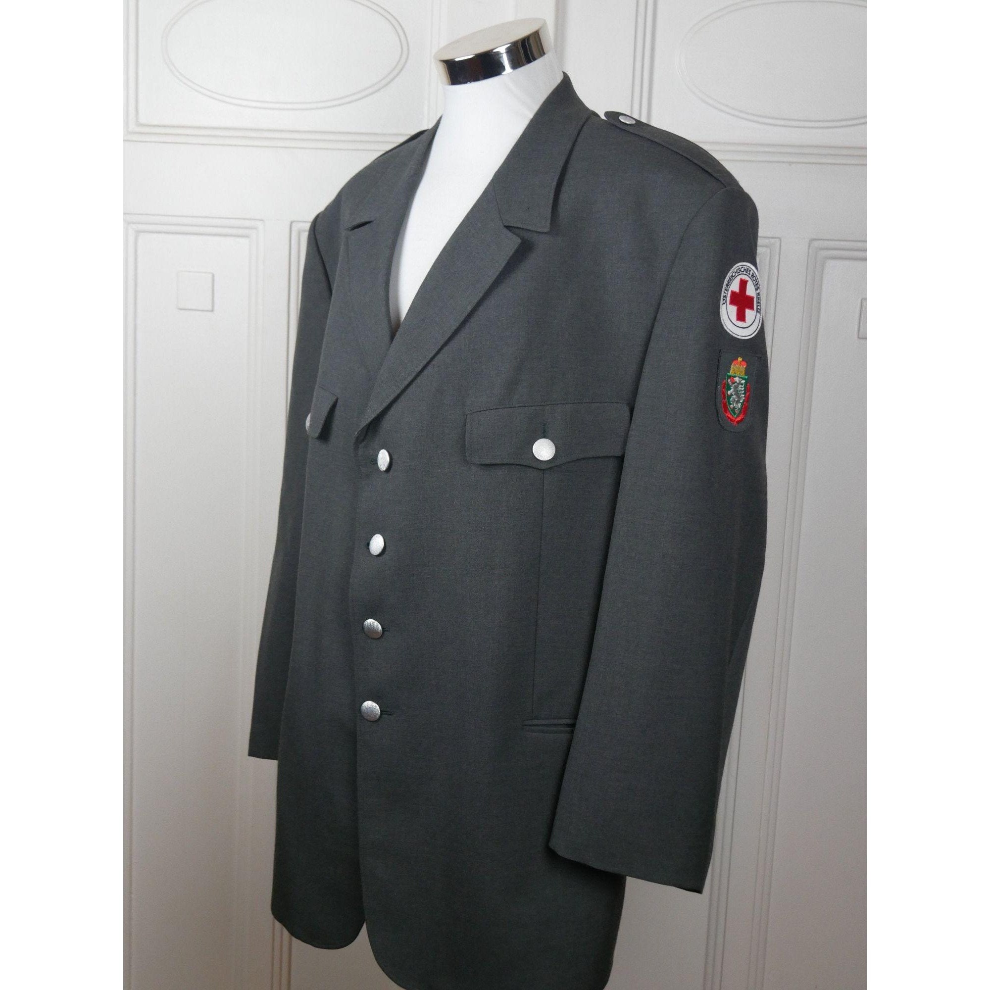 1980s Red Cross Jacket Austrian Vintage Gray Dress Military Etsy