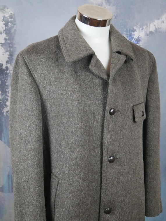 1980s Overcoat, Brown Mohair Wool Blend Men's Mad… - image 7