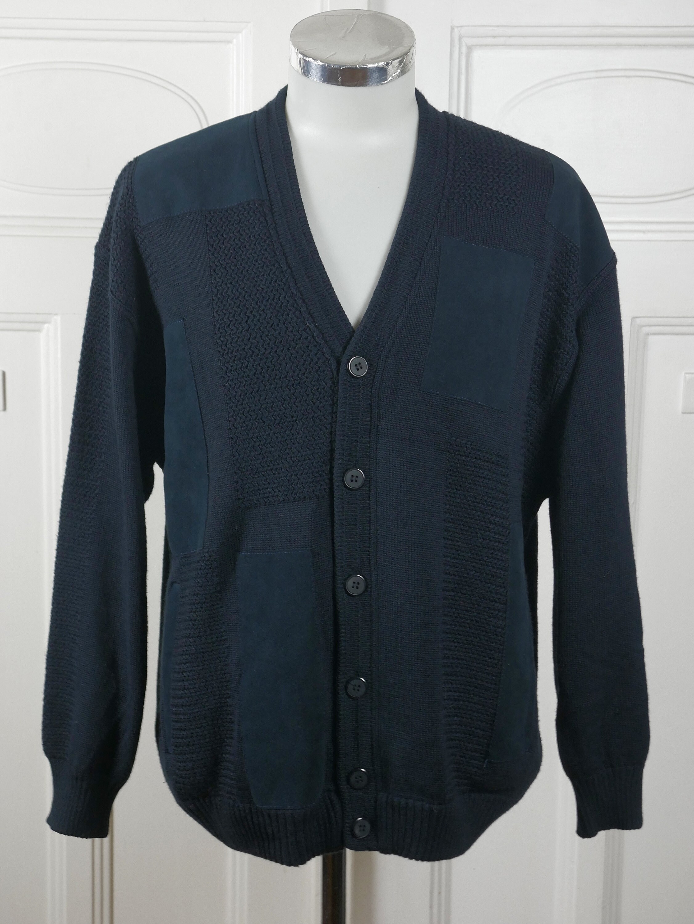 Navy Blue Cardigan 1990s European Vintage Wool Blend Knit | Etsy