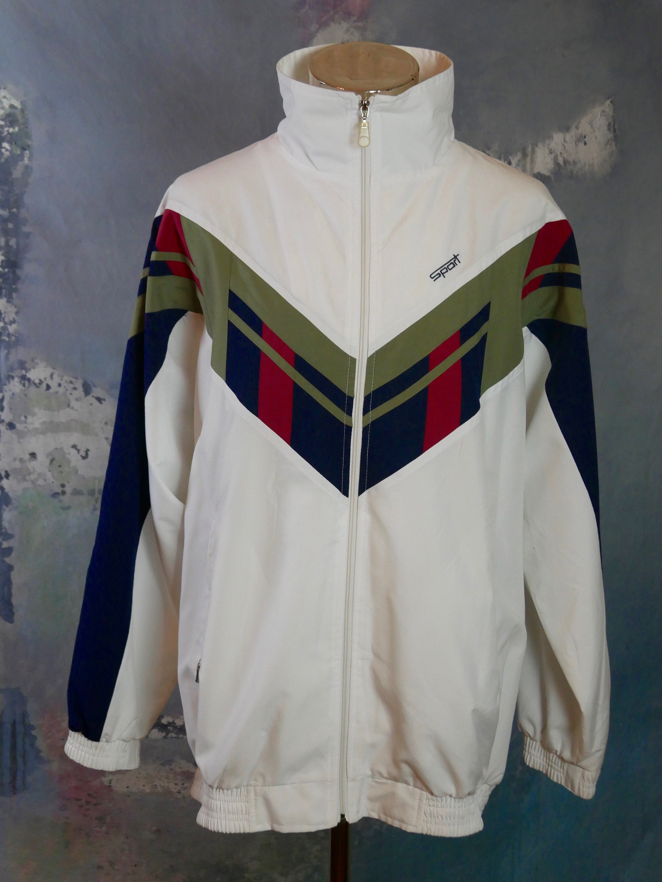 XXXL Windbreaker Jacket 1990s European Vintage White Sports | Etsy