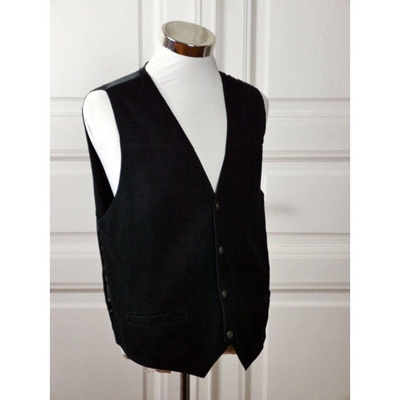 Vintage Suede Vest, 1990s European Vintage Black … - image 7