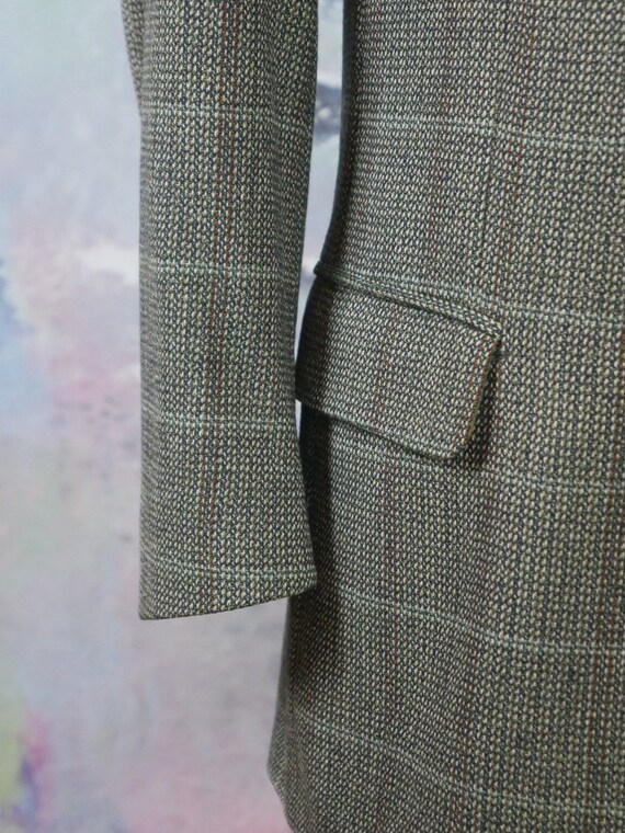 1980s Tweed Blazer, Italian Vintage Olive Green &… - image 10