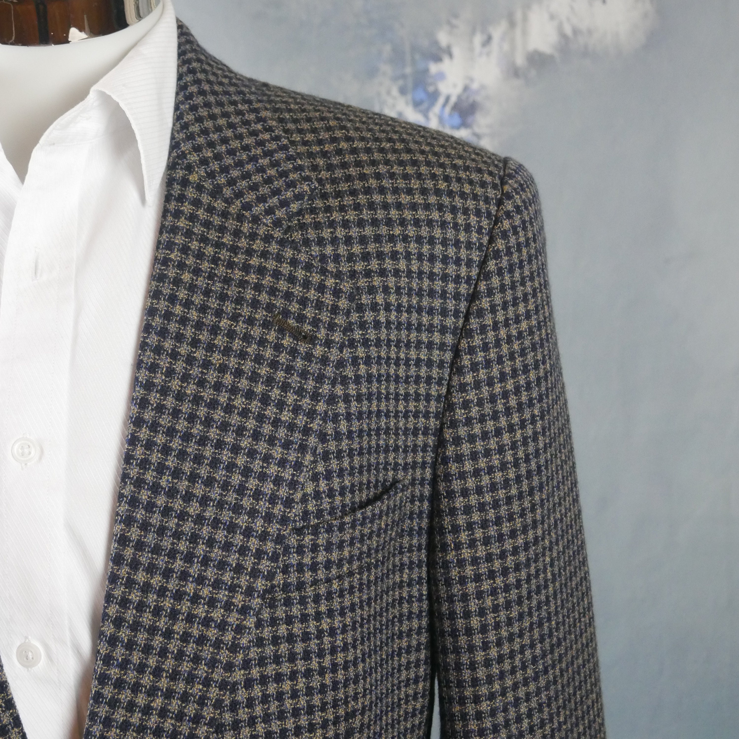 Blue & Beige Check Blazer German Vintage Single-breasted - Etsy