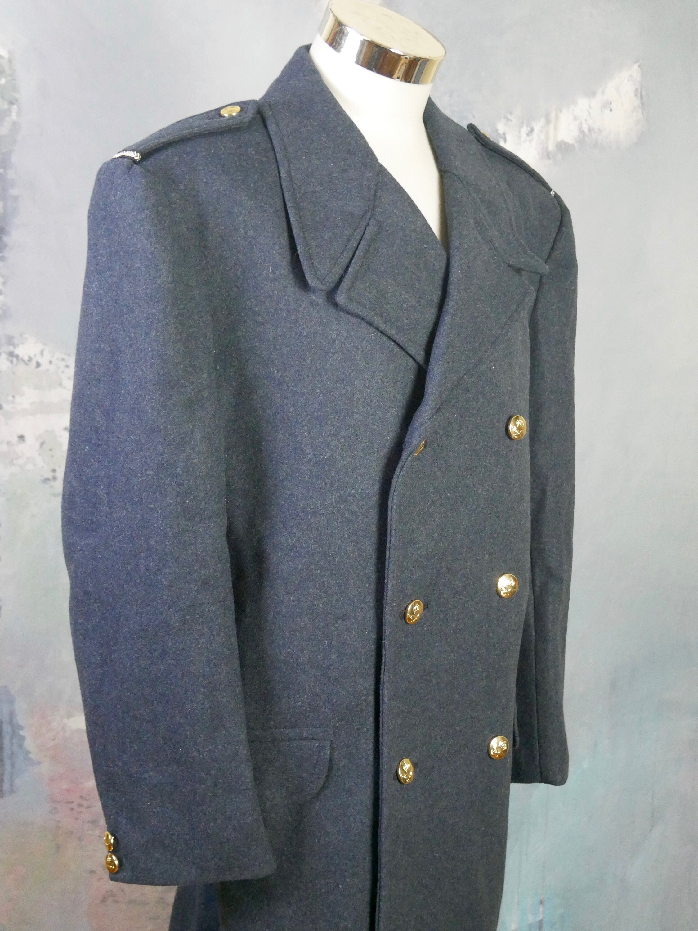 Wool Military Coat Slate Blue Belgian Vintage Air Force | Etsy