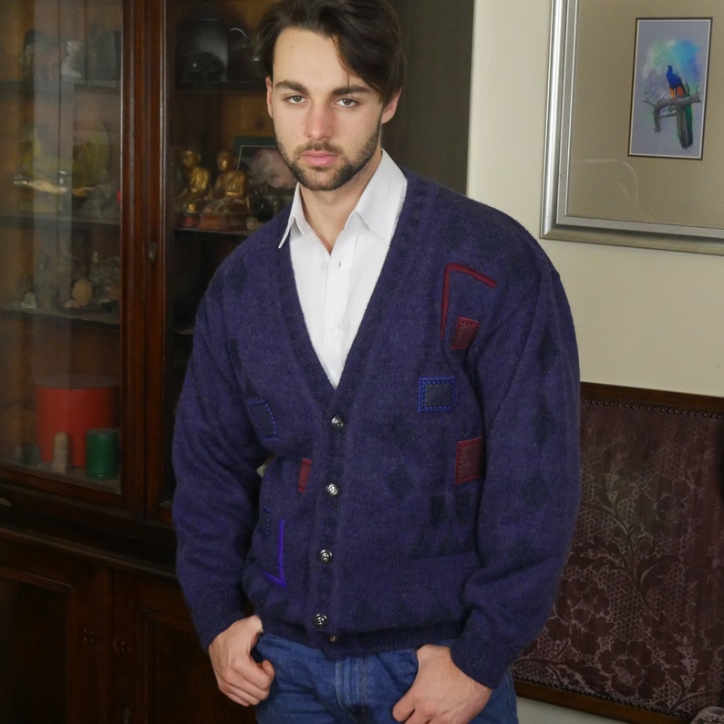 Men's Vintage Cardigan 80s Purple Alpaca Wool Mohair | Etsy Hong Kong Men's Vintage Cardigan 80s Purple Alpaca Wool Mohair | Etsy Hong Kong