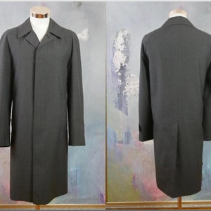 Charcoal Grey Overcoat Topcoat With Fur Collar in Cashmere and Wool Fabric  