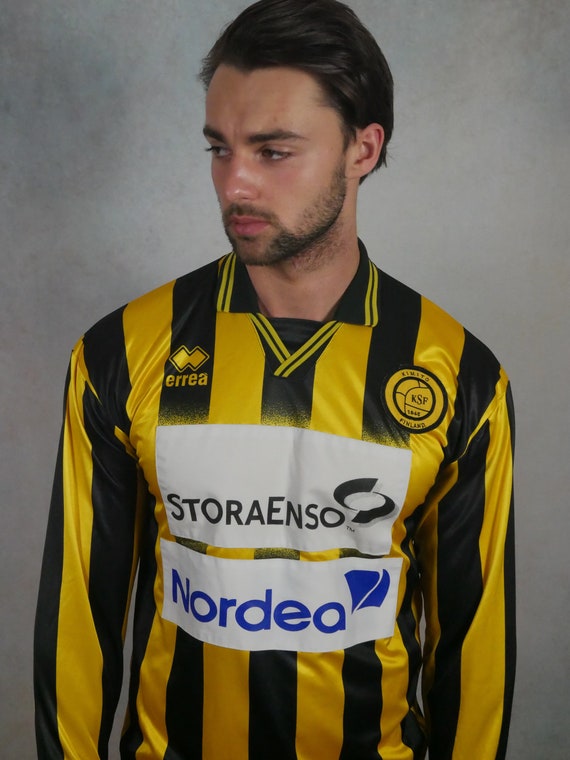 90s Vintage Soccer Shirt, Yellow \u0026 Black Striped Football Pullover: Size  Large (42 to 44 US/UK) - Etsy Canada