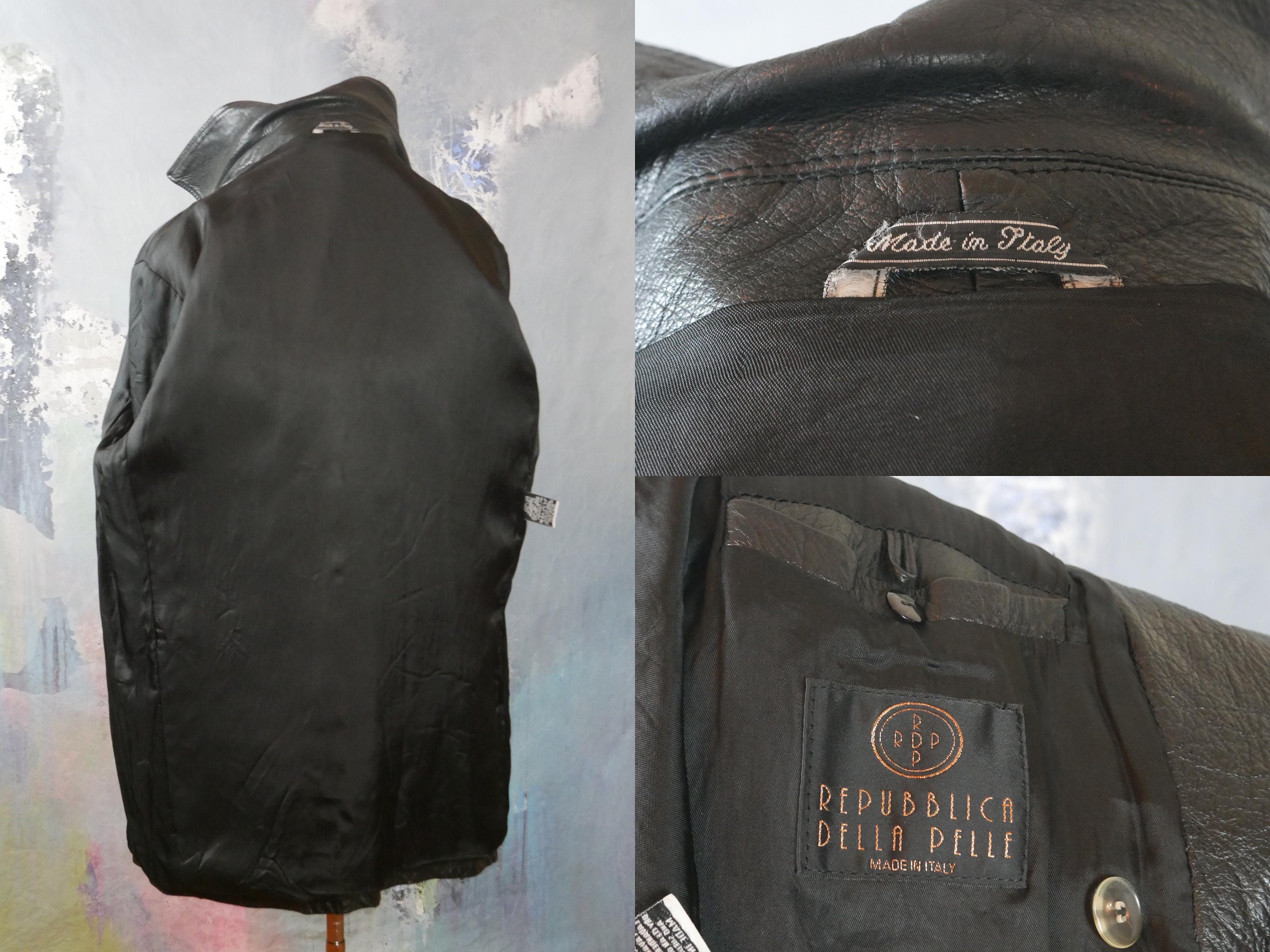 1990s Black Leather Coat Italian Vintage Soft Retro Genuine | Etsy