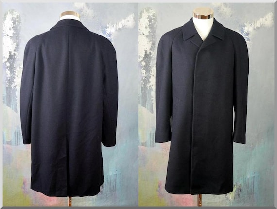 Navy Blue Wool Coat, European Vintage Long Mad Me… - image 2
