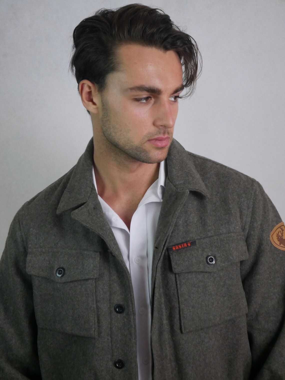 Gray Wool Hunting Jacket 1990s European Vintage Mens Sasta Etsy