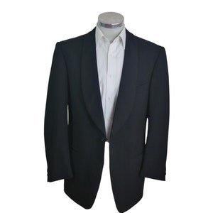 80s Tuxedo Jacket, European Vintage Wool Evening Dinner Jacket with Silk Shawl Collar, Retro Formalwear, Size 44 US / UK