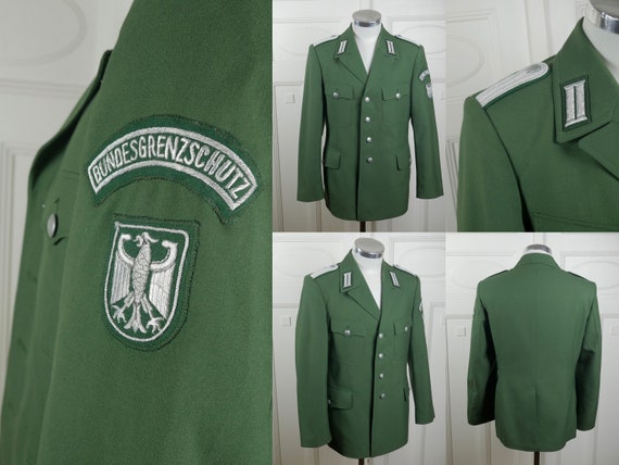 Vintage 90s Military Jacket Coat German Germany Green Flag Poncho Parka 90/'s Retro Large L