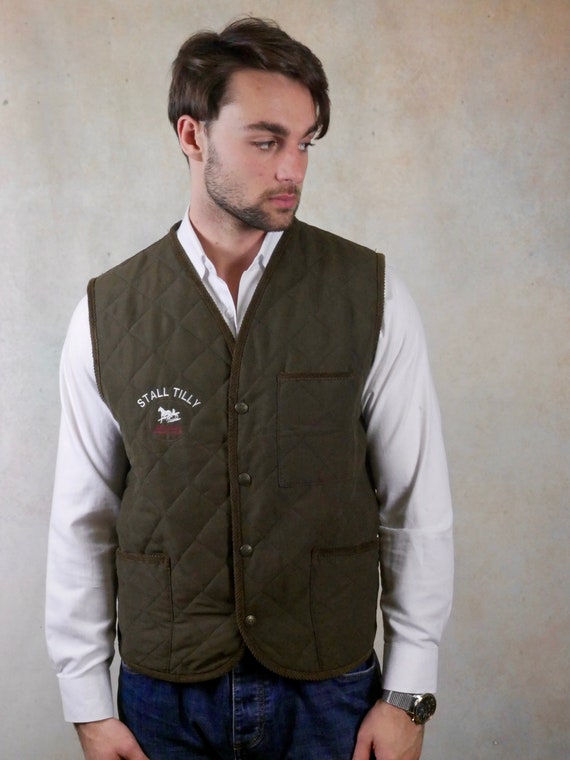 Brown Quilted Vest, 90s Italian Vintage Equestria… - image 1
