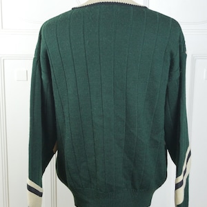 Green Cardigan, 1990s Swedish Vintage Soft Wool Knit Button-Down Bjorn Borg Tennis Sweater: Size 46 to 48 US/UK image 9