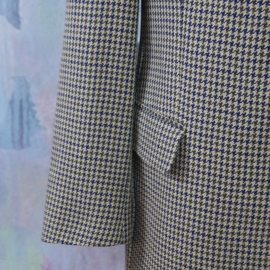 1980s Houndstooth Blazer Retro Camel Navy Blue & Gray - Etsy