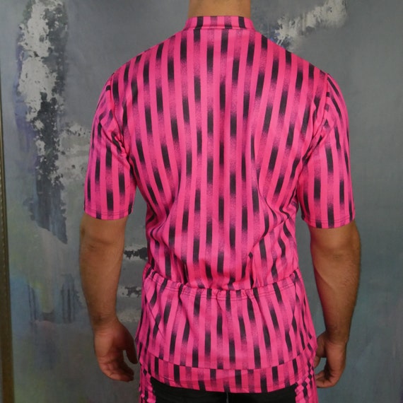 1990s Cycling Jersey & Shorts, Black and Pink Bik… - image 3