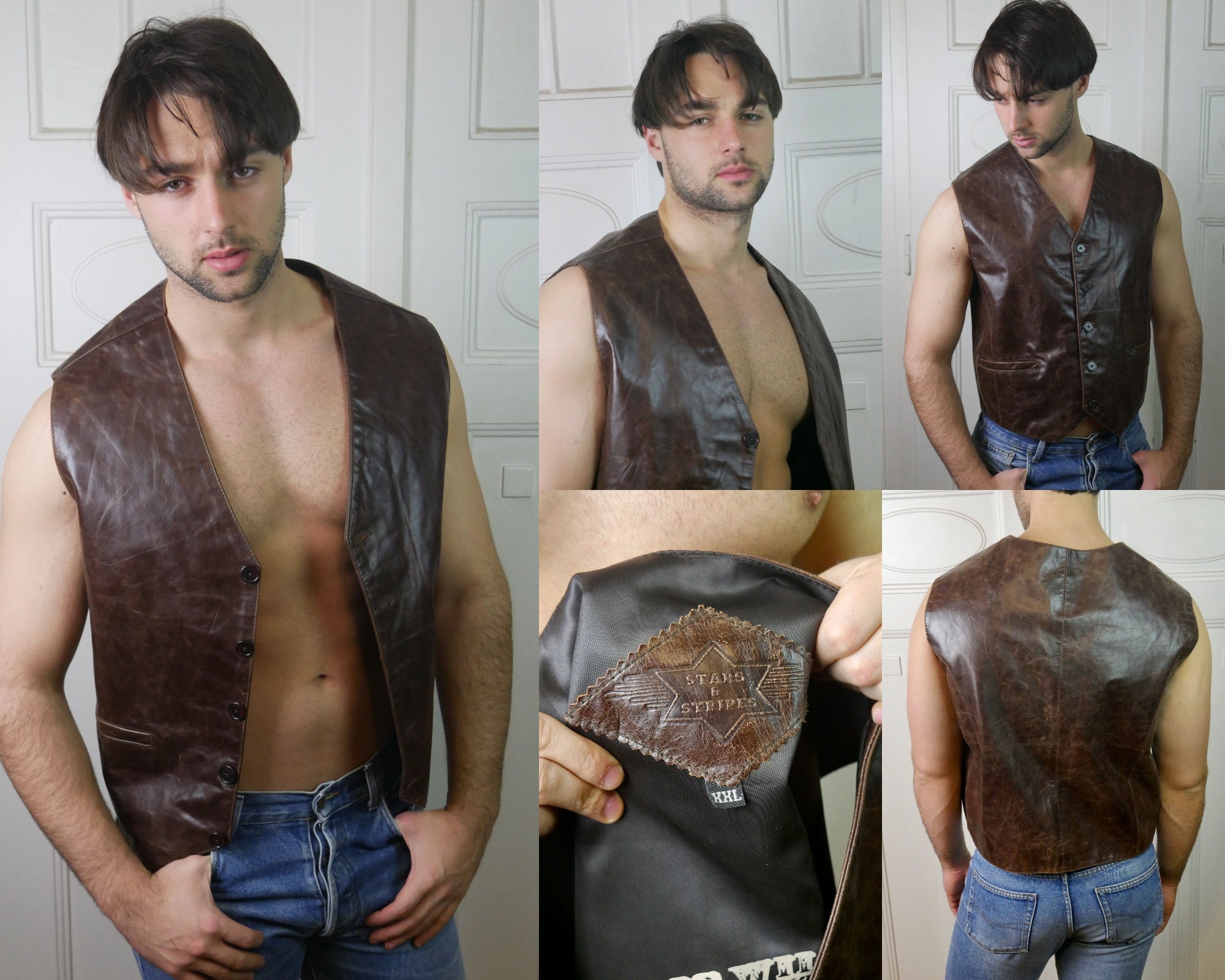 Moto Vest, 80s Vintage Leather - Etsy