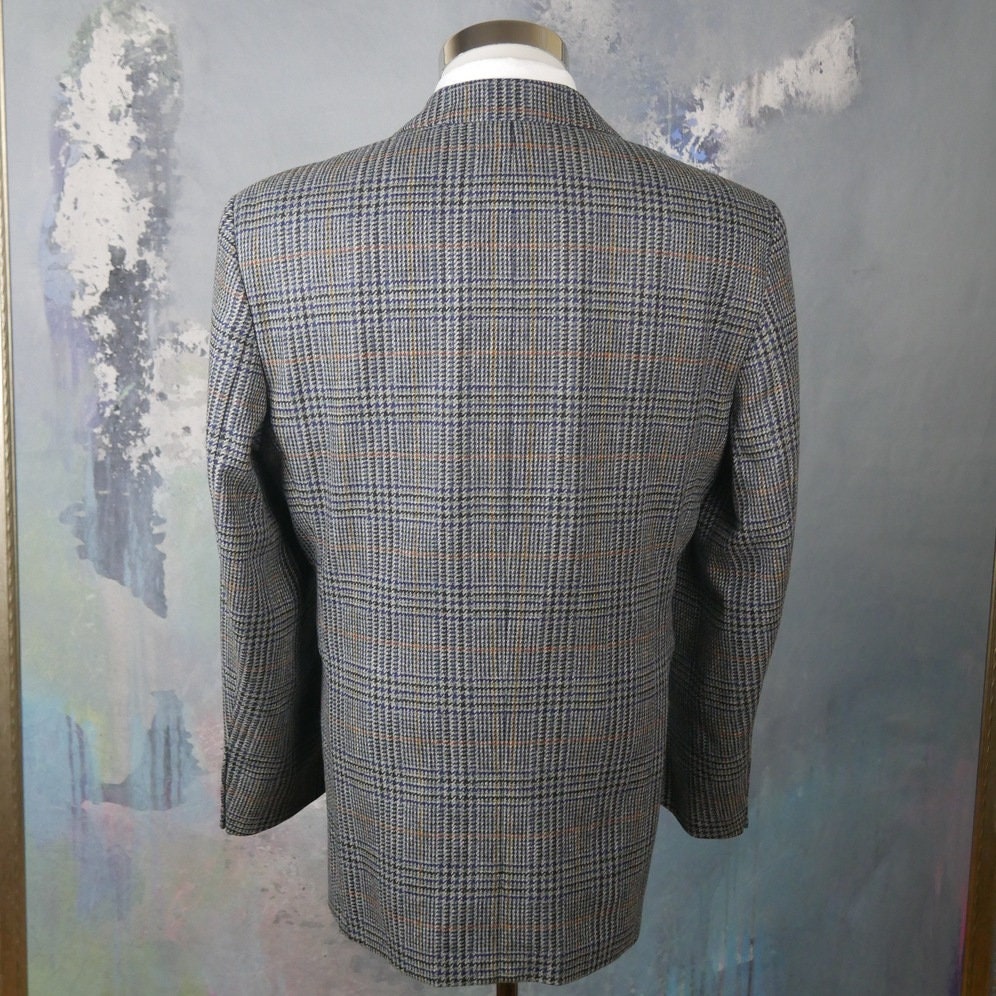 Houndstooth Blazer European Vintage Gray Blue & Bronze - Etsy