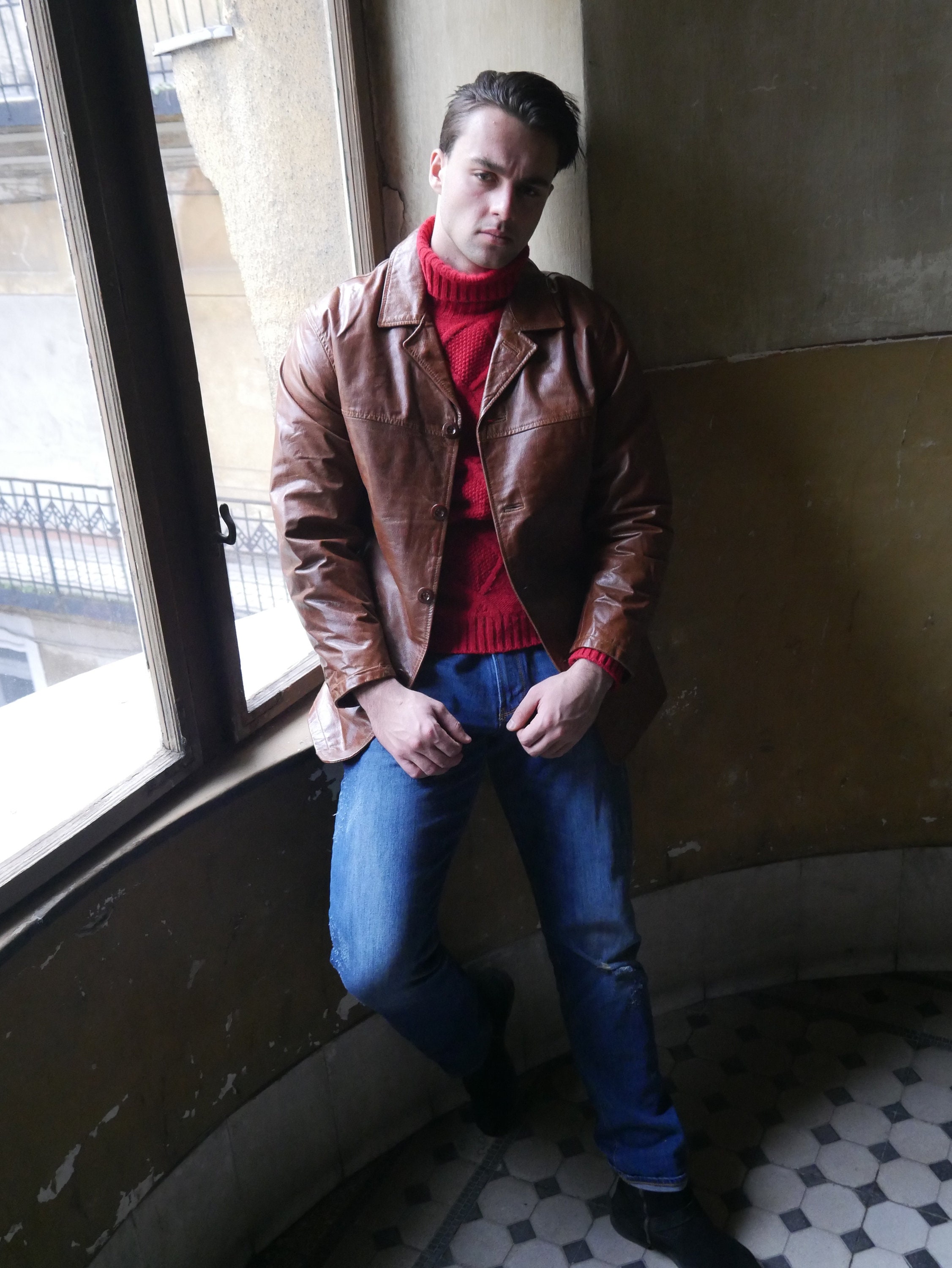 Brown Leather Jacket, Early 1980s Danish Vintage: Size 44 US Brown Leather Jacket, Early 1980s Danish Vintage: Size 44 US