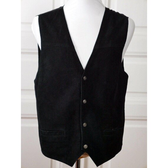 Vintage Suede Vest, 1990s European Vintage Black … - image 6