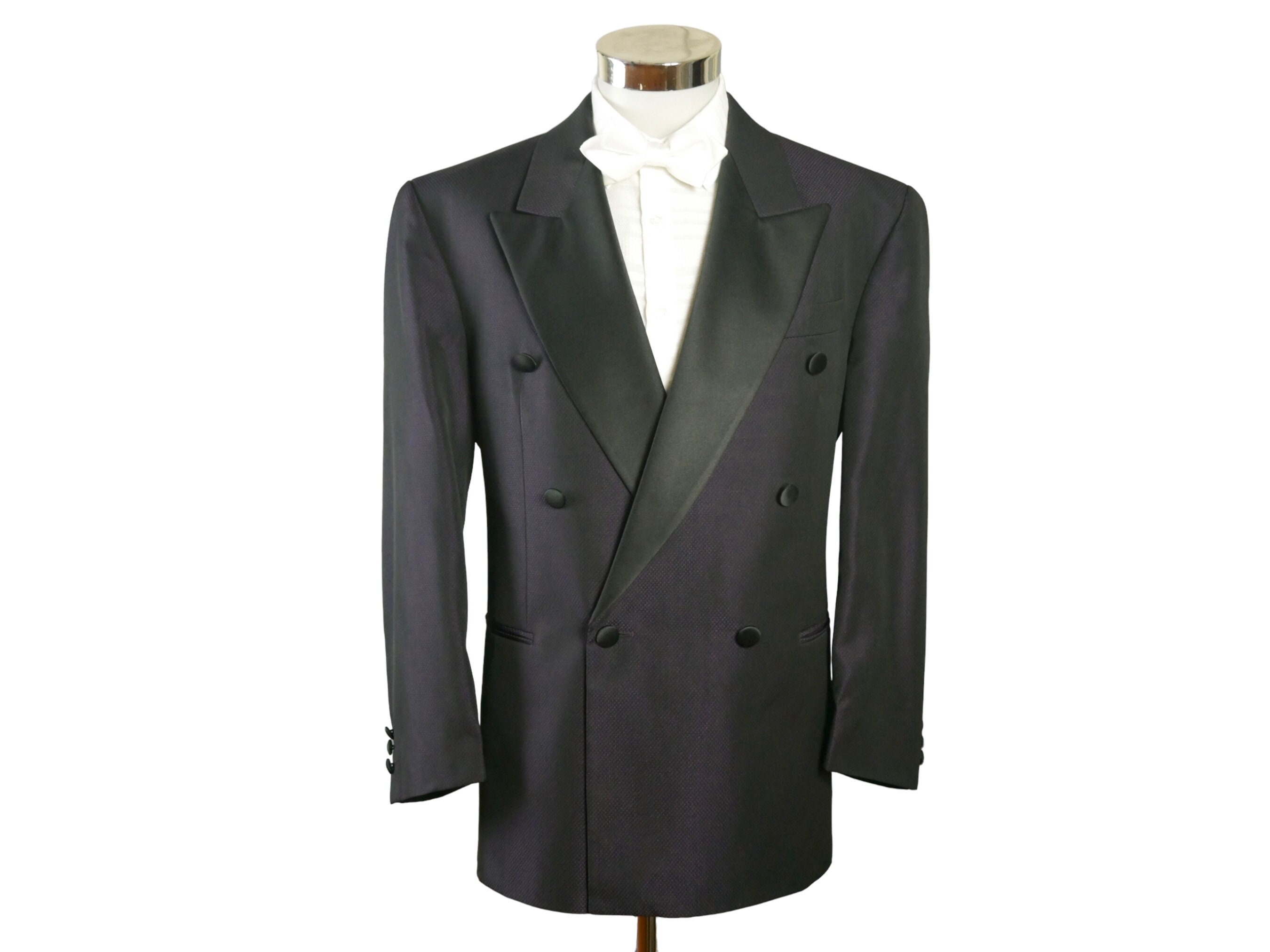 Stephen Sprouse Vintage 80s Purple Peak Lapel Double Breasted Wool Jacket  Blazer
