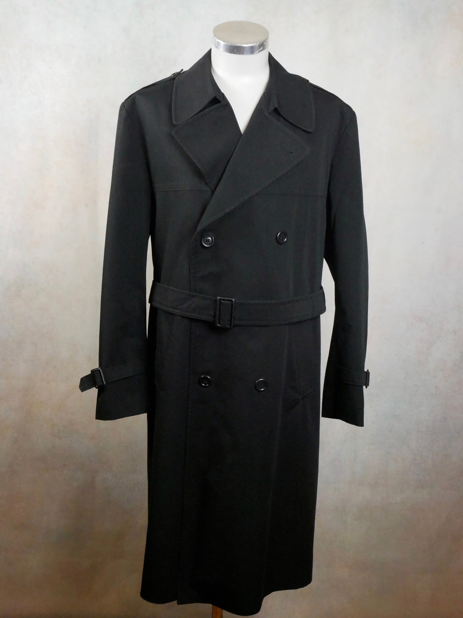 Black Trench Coat 90s European Vintage Belted Long Duster - Etsy