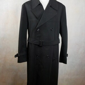 Black Trench Coat, 90s European Vintage Belted Long Duster Overcoat - Etsy